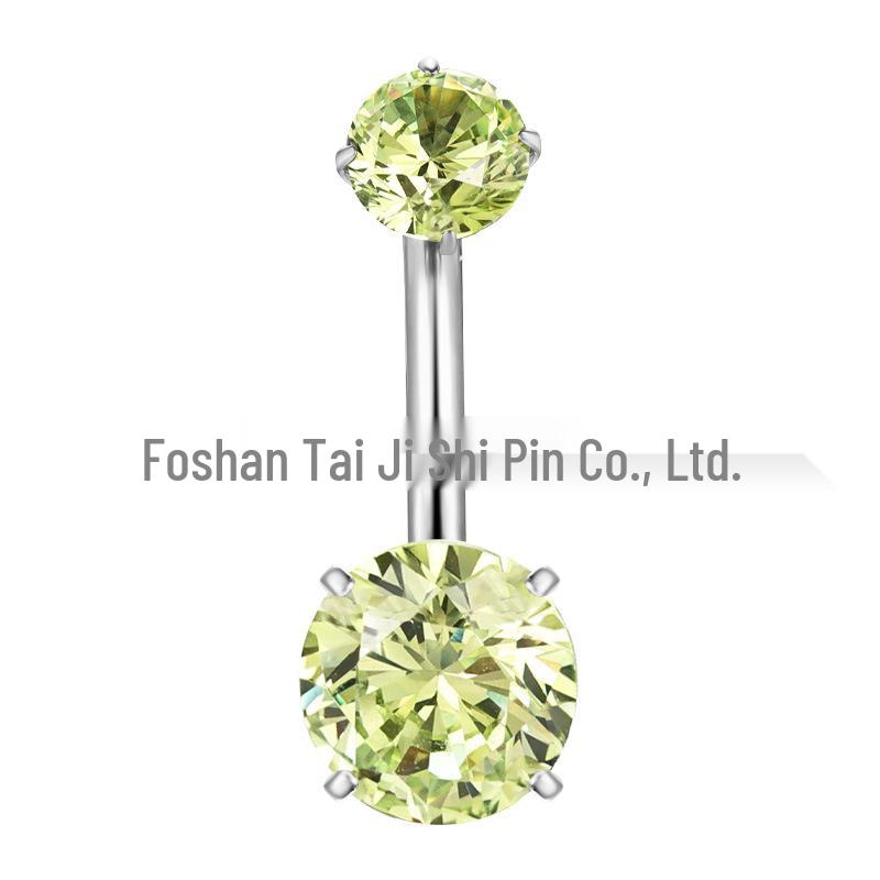 F136 Titanium 4-Prong 5A Cubic Zirconia Navel Ring - G23 Titanium Belly Button Piercing Jewelry