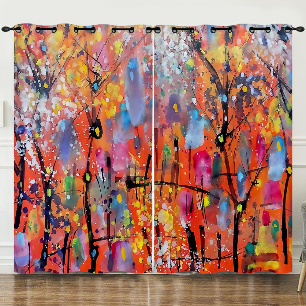 Vorhang Graffiti Blumen Und Pflanzen 3D Digitaldruck Verdunkelungsvorhang Ösen