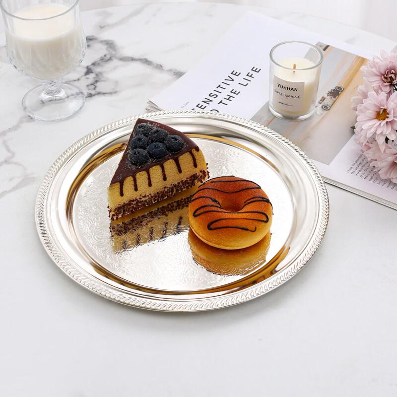 ZISIZ European Style Silver Iron Afternoon Tea Dessert Tray Set