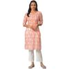 Aurelia Orange Floral Printed Printed Cotton Regular Kurta for Women