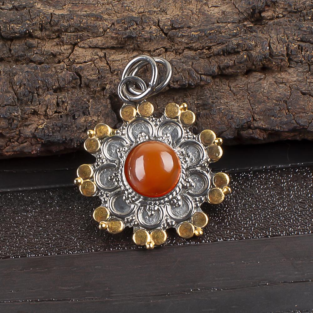 

Украшения из сердолика, кулон из стерлингового серебра 925 пробы, ослепительный серебряный кулон ручной работы для подарка на День благодарения 1.26 Inches оранжевый