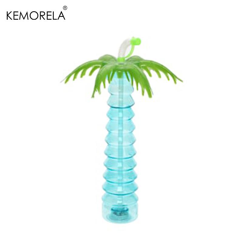 1PCS Tropical-Theme Plastic Cup Coconut Tree Pineapple Shape Bottle Drinking Cups With Lids And Straws Child Waterbottle
