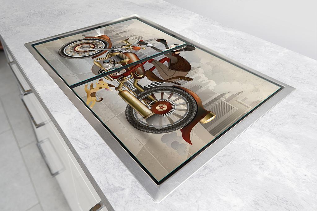 SZKLANA PŁYTA OCHRONNA NA KUCHENKĘ 90x52 MOTOCYKL