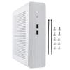 Carcasă Mini PC, Șasiu HTPC pentru Computere Desktop, Carcasă Mini-ITX din Aluminiu Complet cu Sursă de Alimentare DCATX (Argintiu + USB 2.0)