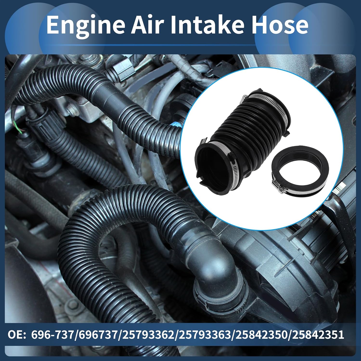 Engine Air Intake Hose for Chevrolet Cobalt 2006-2008 L4 2.4L Air Intake Duct No.696-737 Rubber Clamp