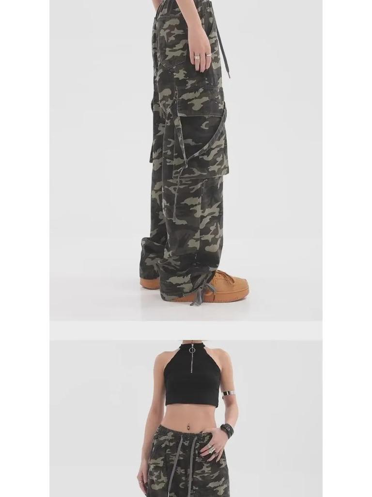 2025 High-Waist Camouflage Denim Freizeithose: Trendiger Unisex-Stil für den Alltag.