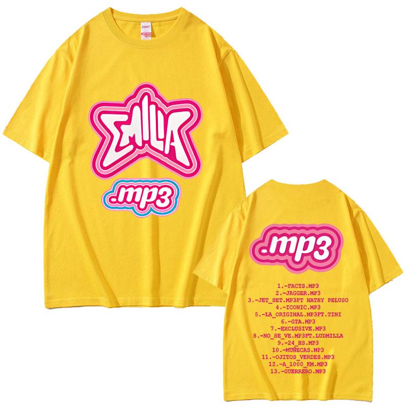 2025 Summer Singer Emilia Mernes MP3 Tour Print Tshirt Male Men Women Hip Hop Oversized Crewneck T Shirts Mens Vintage Tees