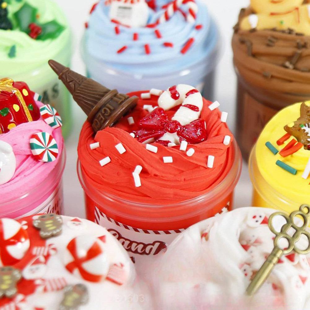 2024 Advent Calendar Slimes 24 Days Christmas Countdown Calendars with DIY Clay Fluffy Charms Kit Rainbow Lollipop Gift Kids Toy