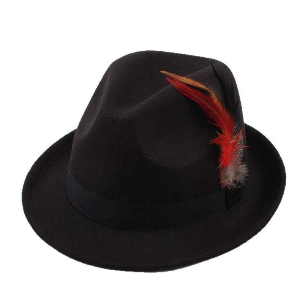 Fedora Hat Feather Decors Fedora Hat Panama Jazz Hat Fashion Bucket Hat Halloween чёрный