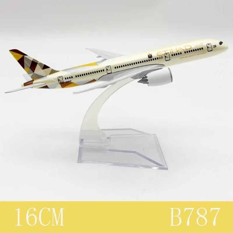 1/400 Diecast Plane Model Building Kit 16cm Scale Etihad B787 787 Airplane Models Alloy Toy Aircraft with Landing Gear Home Decor