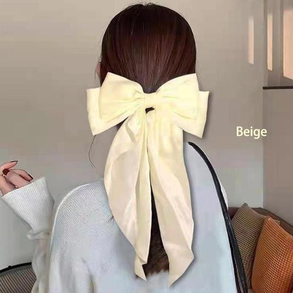 

Лента бант заколка для волос большая винтажный стиль заколка пружинная заколка аксессуар для волос головной убор аксессуар бежевый