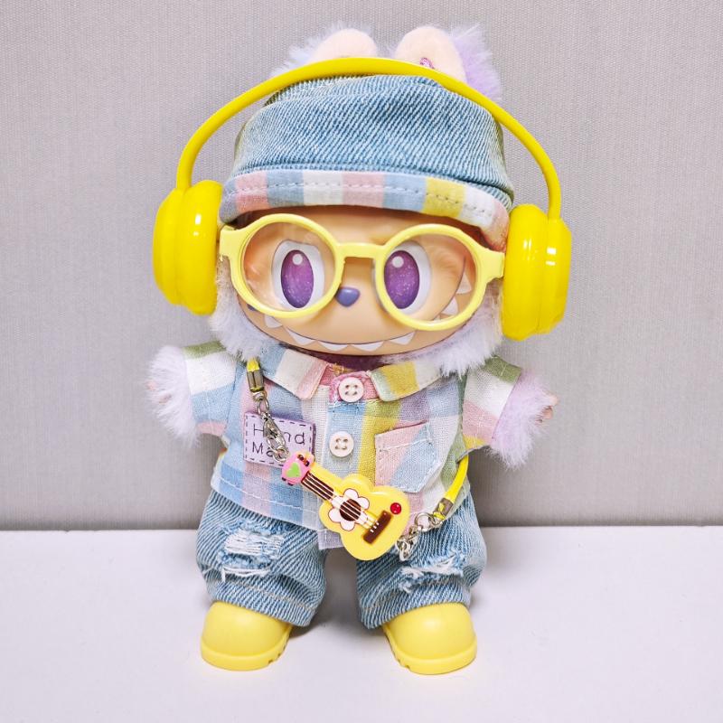 

[Doll Clothes Only] Labubu Doll Clothes Fashionable and Cute Rainbow Plaid Shirt Set Baby clothes only, excluding dolls
