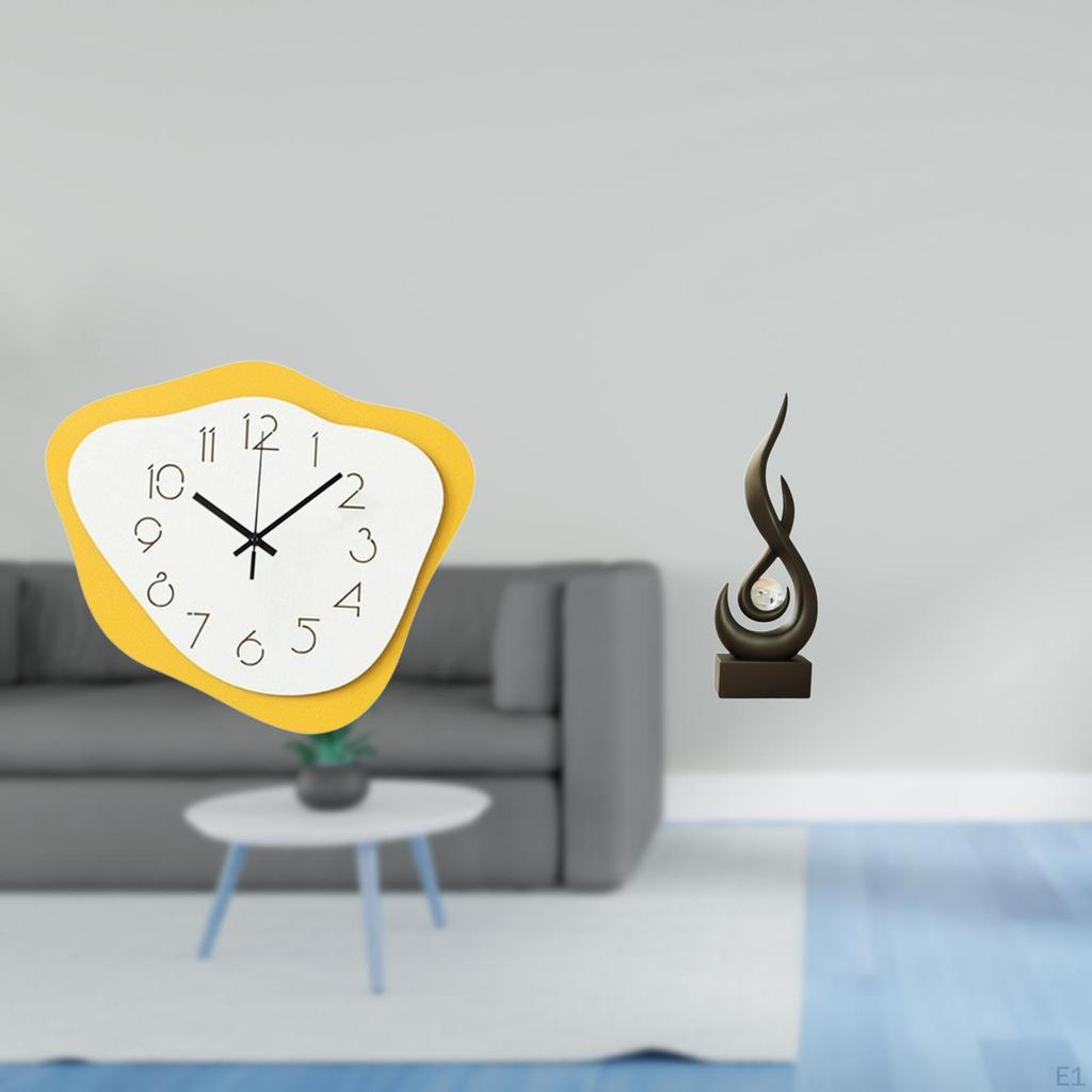 Acrylic Wall Clock Modern Office Ornament Timepiece Silent Abstract Fire Statue Desktop Craft