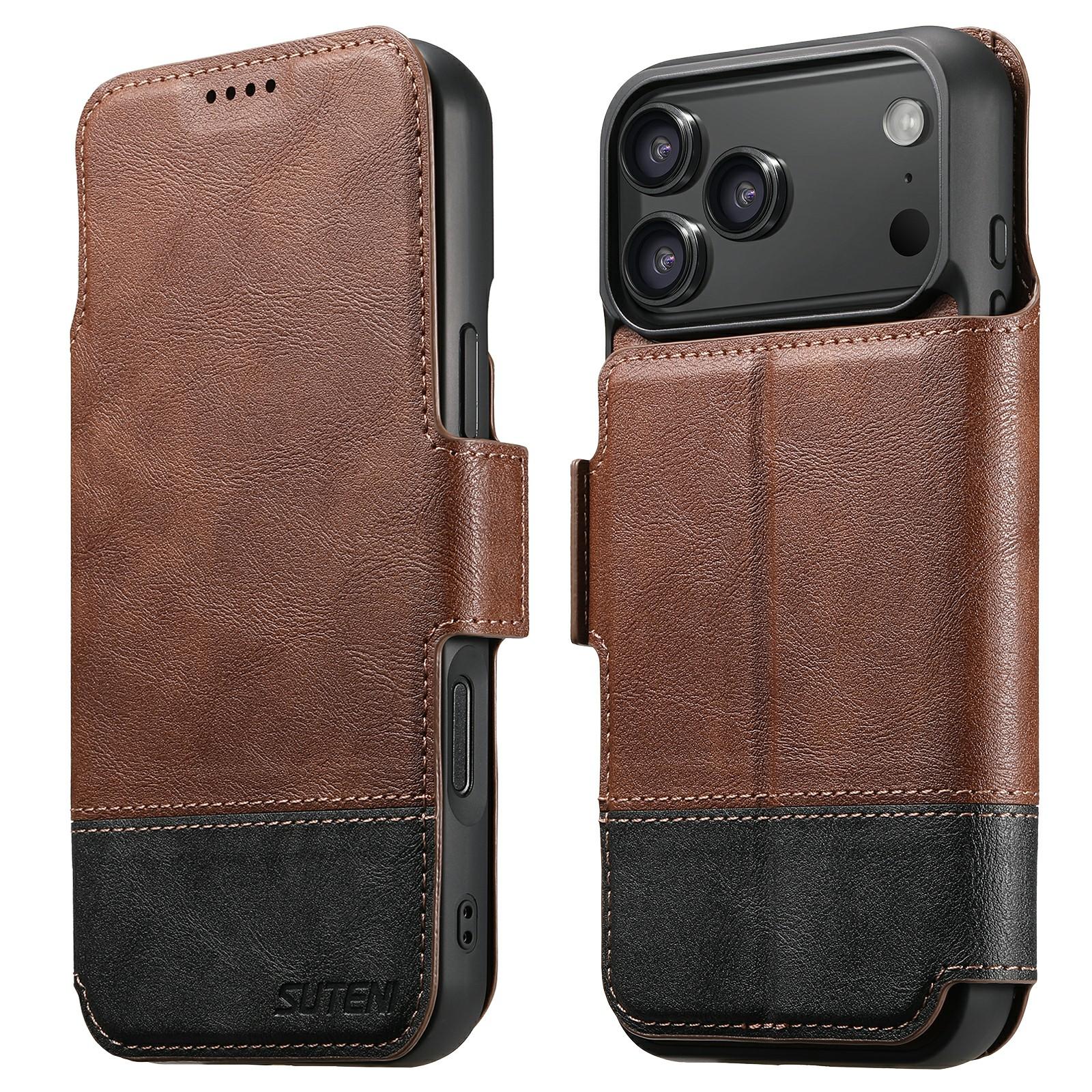 

SUTENI Q-06 For iPhone 17 Pro Max Case Color Splicing Magnetic Detachable Leather Phone Cover B