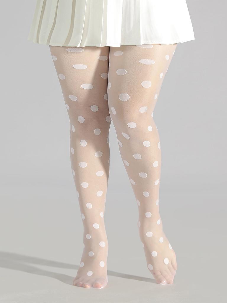 A Classic White Polka Dot Jacquard Oversized Stockings