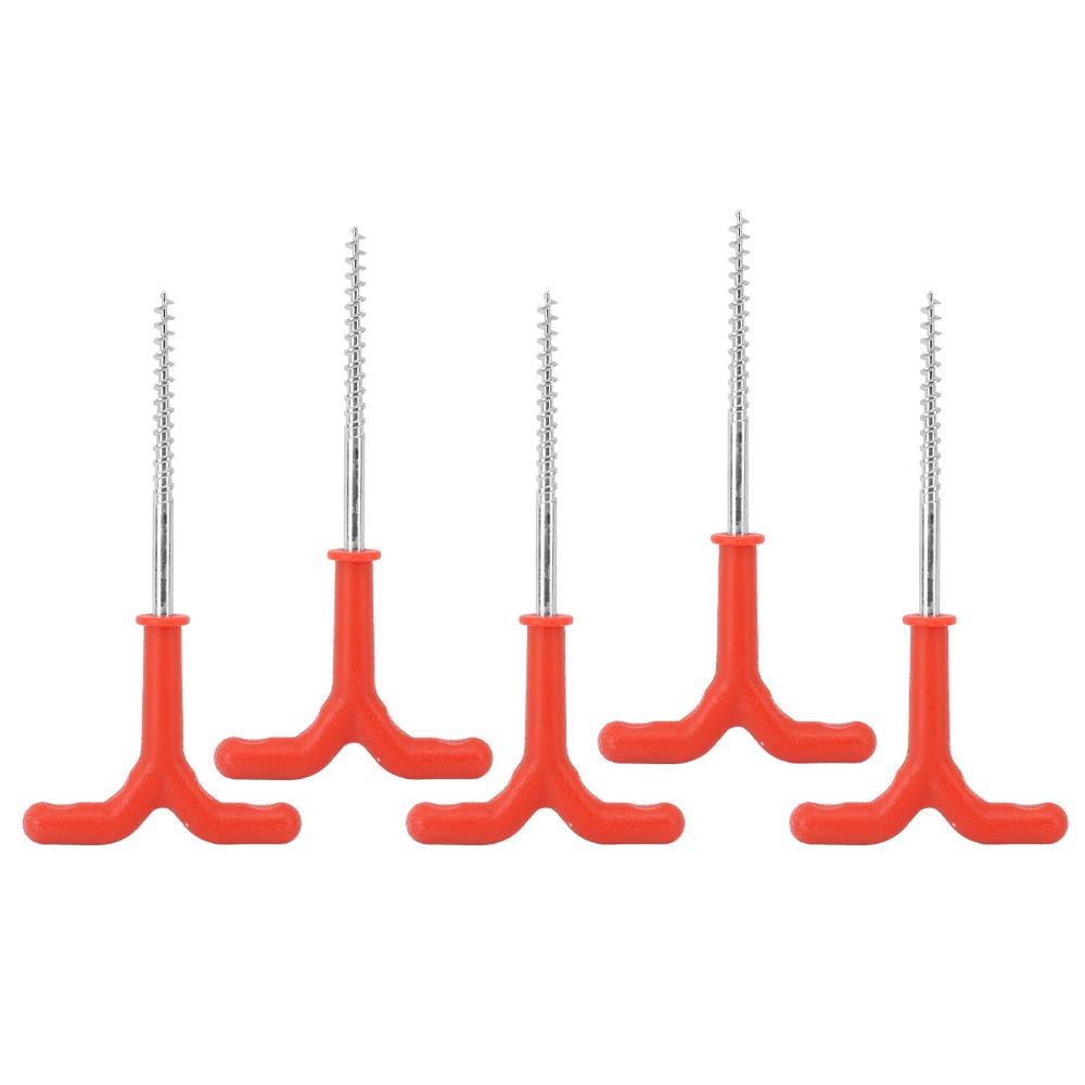 5PCS Threaded Shaft Ice Anchor Set Metal Plastic Tent Stakes Heavy Duty Ground Anchors Pole Holding