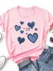 Women Cowboy Heart Print TShirt for Valentines Day Gifts Fashion Crew Neck Short Sleeve TShirt Casual Womens Clothing