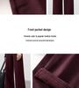 Women's Wide-Leg Wine Red Cotton Jeans - High Waist, Loose Drape, Casual for Autumn/Winter, Japanese Korean Style