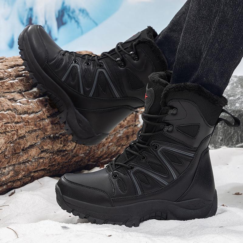 Brand Hiking Shoes Men's Boots Warm Plush Men Boots Winter High Top Snow Boots Men Outdoor Anti-Slip Ankle Boots Casual Sneaker