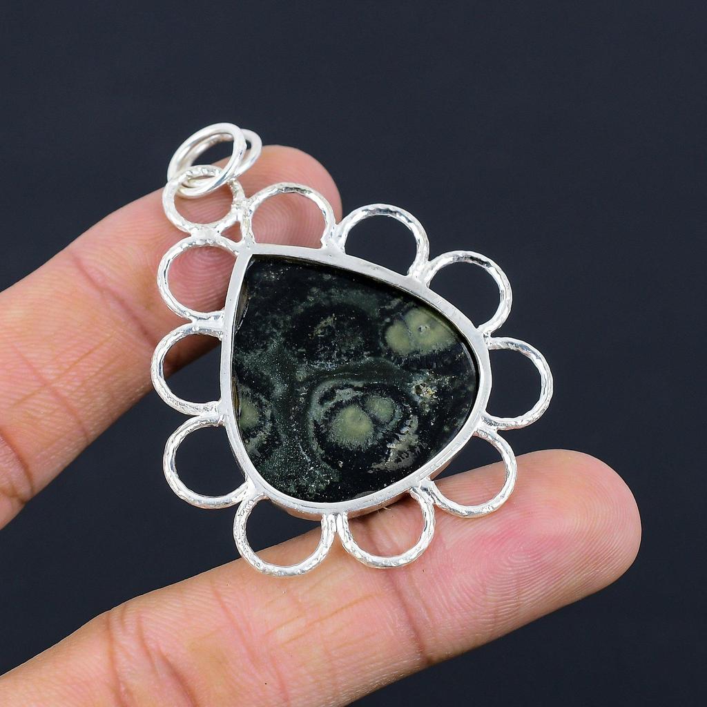 Pear Kambaba Jasper Gemstone Daughter Anniversary New Pendant Jewelry 925 Silver