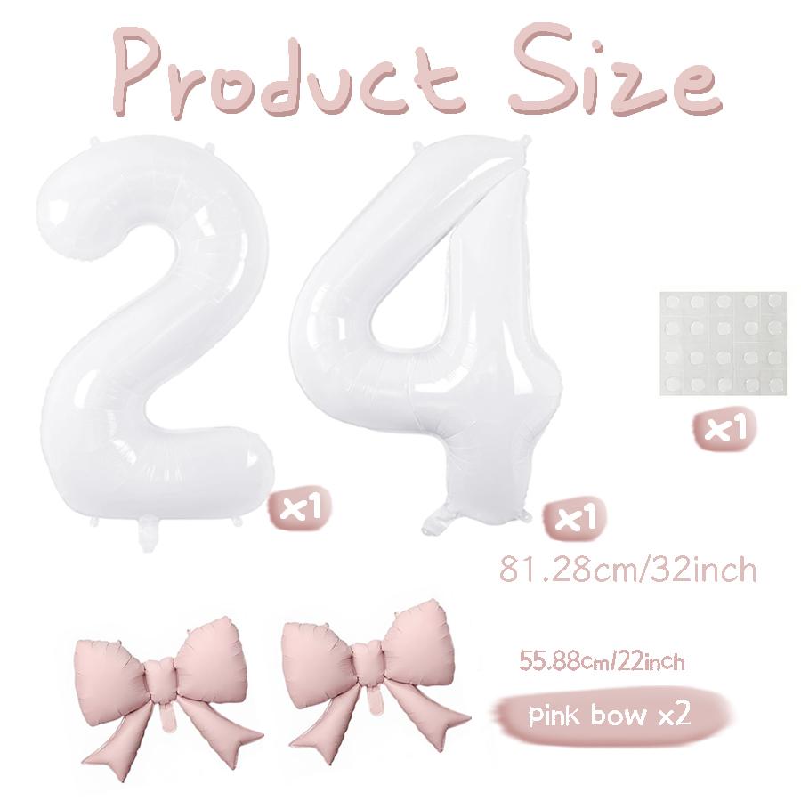 Number balloon set baby pink bow balloon ,white and pink balloon birthday proposal, weddingballoon decoration
