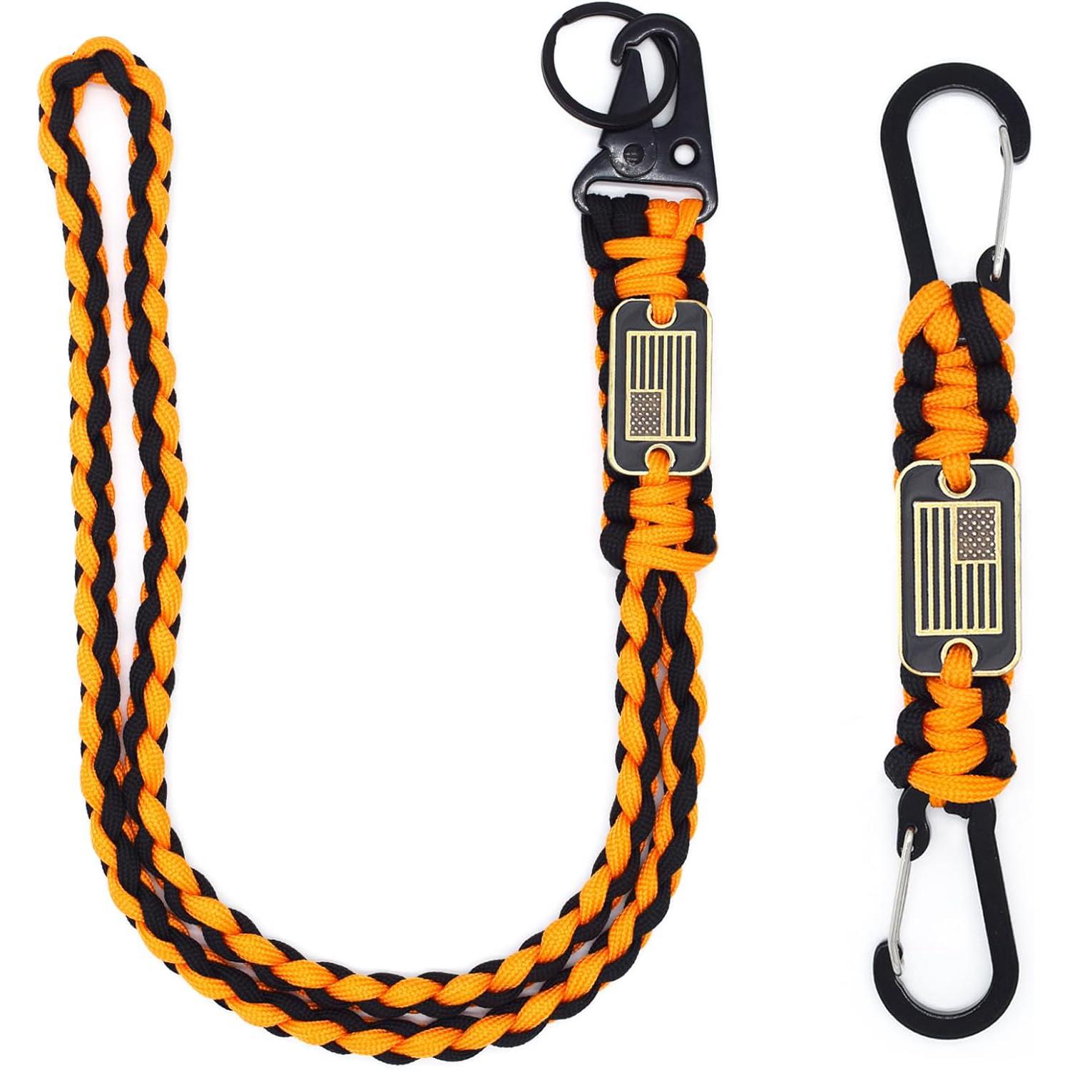 

2 шт. Сверхпрочный паракордовый шнурок-ожерелье 550 Плетеный брелок с флагом США Парашютная веревка для активного отдыха, кемпинга, пеших прогулок, ключей