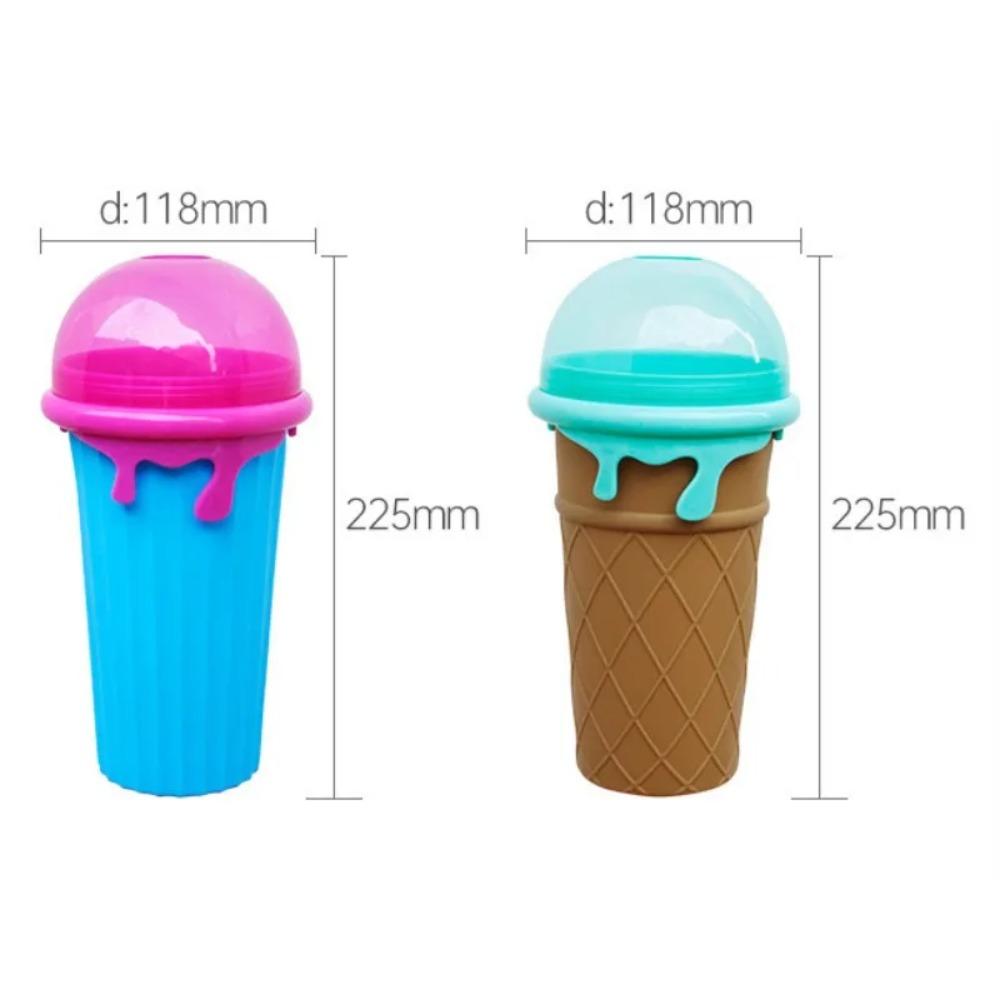 Ice Cream Shape Slushy Cup with Straw Spoon Smoothies Making Cup Homemade Squeeze Cup  Kids