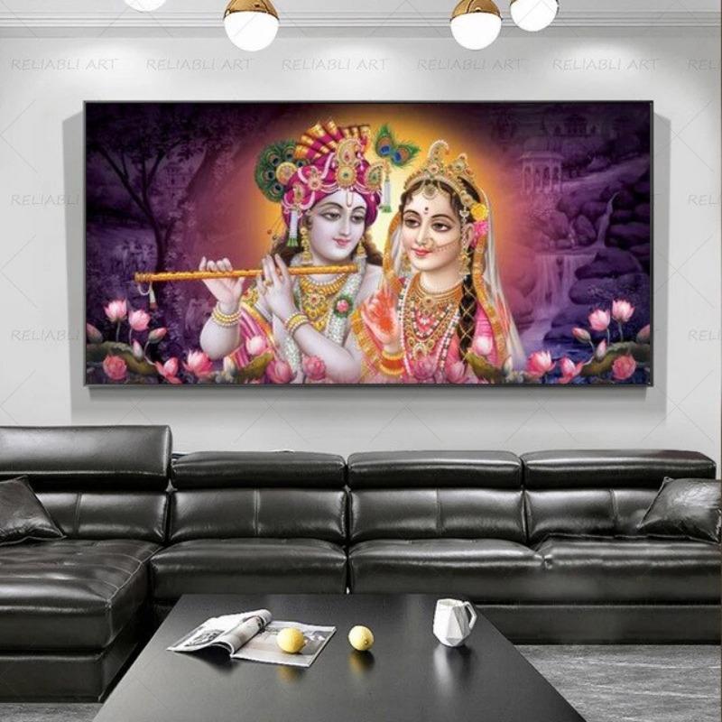 Radha Krishna  Buddha Canvas Art Prints  Modern Wall Decor for Living Room Unframed