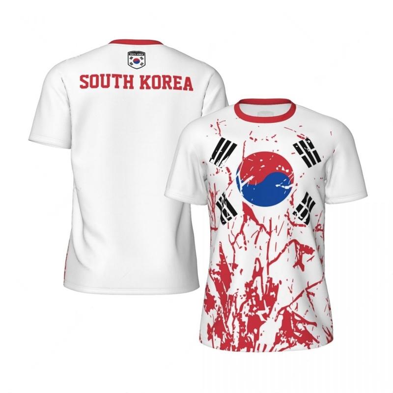 South Korea Flag Football T Shirts For Men Fashion Summer National Emblem 3D Printed Jersey Casual