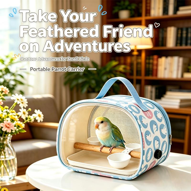 Transparent Portable Eco-Friendly Durable Small Pet Bird Carrier Bag Breathable Lightweight Outdoor Parrot Travel Cage