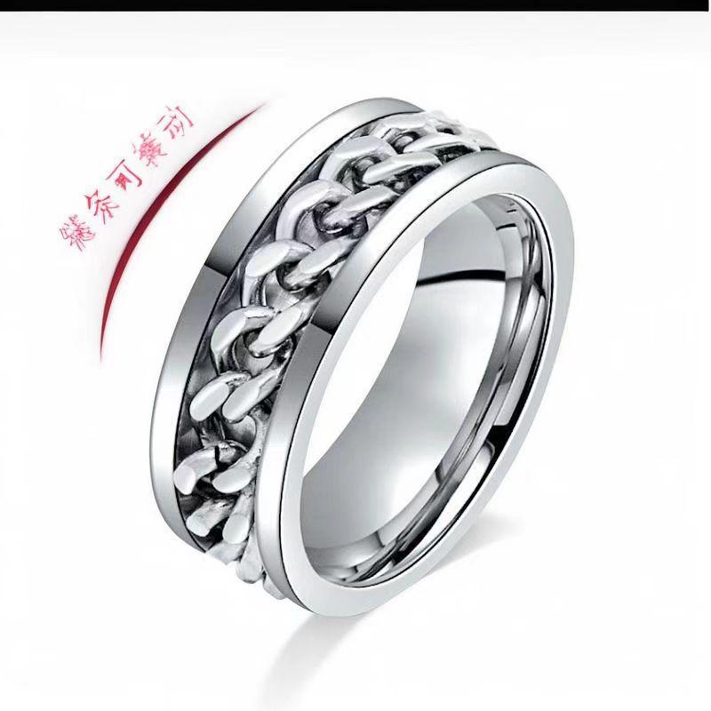 Men's Stainless Steel Rotating Ring: Hip Hop Chain Style, Fade-Resistant, Opens Bottles