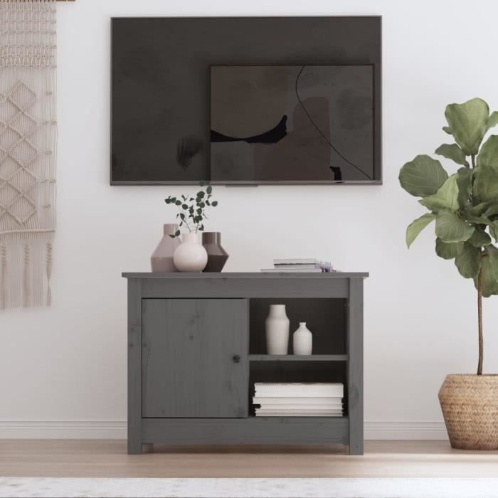 VidaXL Meuble TV Gris 70x36,5x52 cm Bois de pin massif 814581