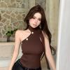 Knitted Halter Camisole Tank Top Women's Outerwear Summer Sexy Sleeveless Crop Top