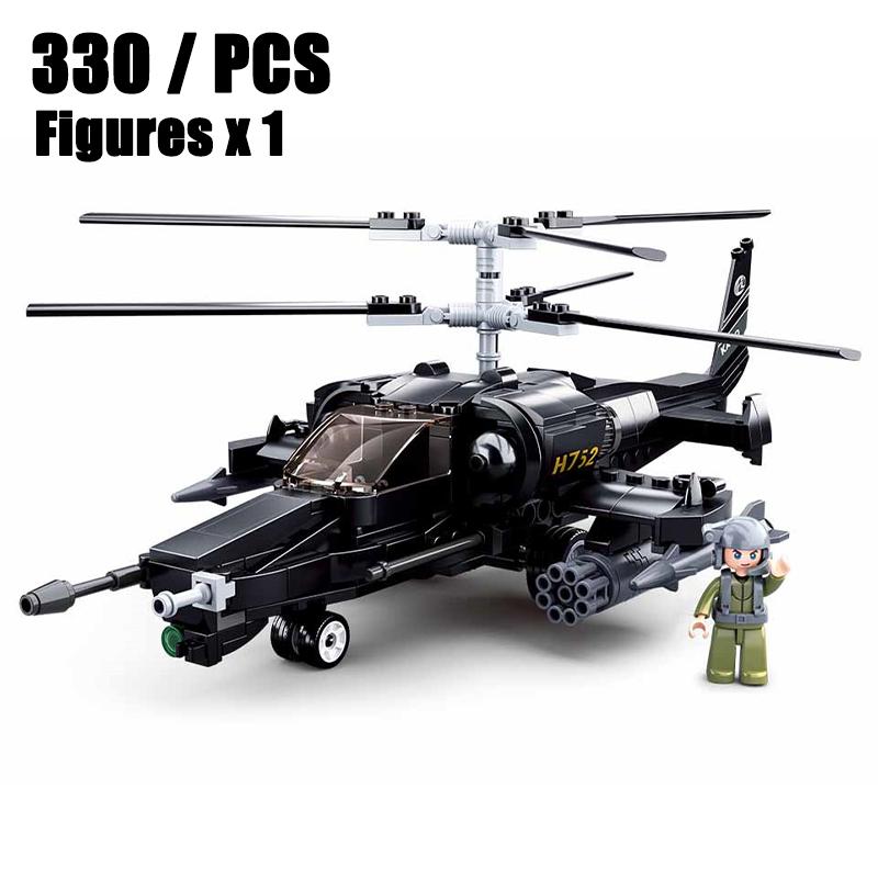 2024 Sluban WW2 Military Russia Air Weapon Mi-24 Attack Helicopters Hind Model Building Blocks Classics Fighter Bricks Plane Toy