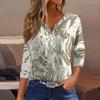 Damski T-shirt Koszulka Nadruk Guzik Rękaw 3/4 Tunika Codzienna Weekendowa Moda Podstawowy Dekolt V Regularny Top