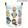 1pc Laundry Basket, Cute Owl Shape with Accessories Printed Storage Basket, Foldable Storage Basket, Multi-functional Dirty Clothes Basket, Suitable F