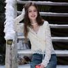 Sancai Women's V-Neck Lace Slim-Fit Blouse