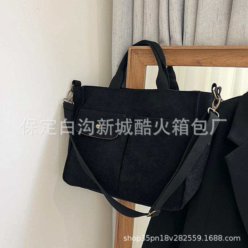 Damentasche Tragetasche Handtasche aus Cord Neue Umhängetasche Stilvolle und einfache Umhängetasche Große Kapazität