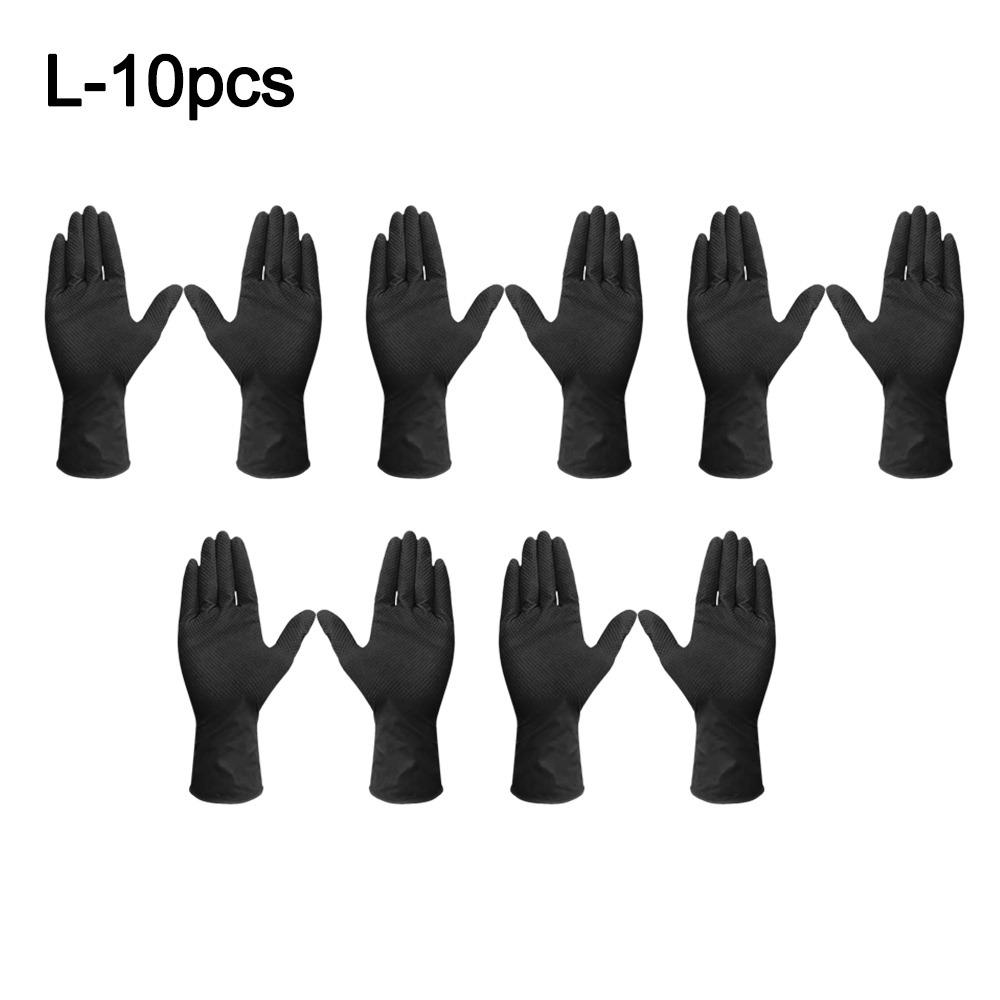 10pcs Heavy Duty Nitrile Gloves with Diamond Textured Safety Gloves  Industrial Use