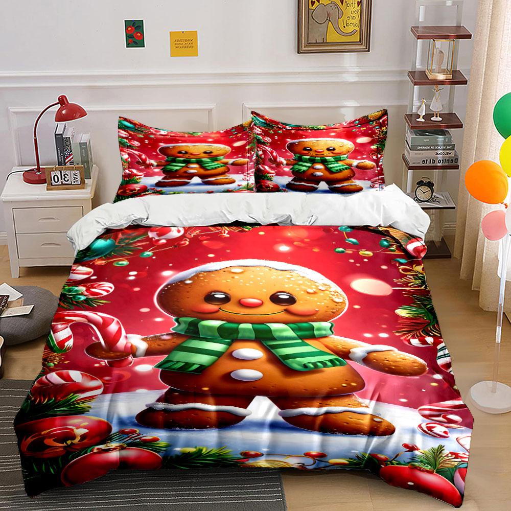 Sweetly festive gingerbread Bedding sets Duvet cover sets Duvet covers Pillowcases(1*Duvet Cover 2*Pillowcases without duvet insert)