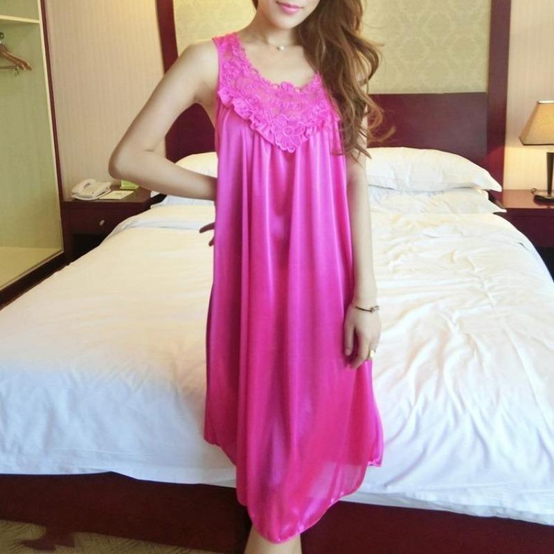 

Женские сексуальные атласные шелковые ночные рубашки, повседневные пижамы без рукавов, длинное платье One size