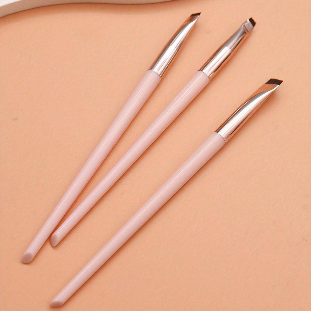 3er Make-up Pinsel Set, Klingen Eyeliner Pinsel Feiner Schräger Kopf Augenbrauenpinsel Konturen Eyeliner Ultra-Dünner Lidschattenpinsel Make-up