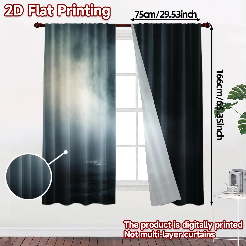 2pcs   2D FLAT PRINTING Curtains (Without Rod) Mystic Haze Popular Curtains&Window Treatment Polyester Easy Install Curtains