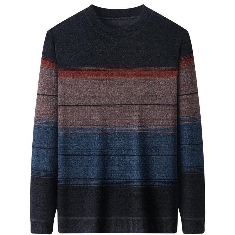 Men's Plus Velvet Thickened Chenille Sweater: Warm Winter Knitwear for Middle-Aged and Elderly Dads