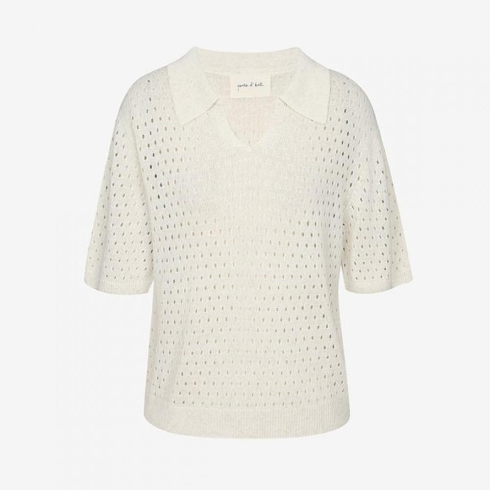 2nd Skin Original Price 139 000krw Comfortable Stretchy Linen Mesh Polo Without FREE/IVORY