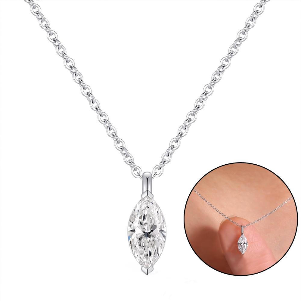 1CT 2CT Solitaire Moissanite Pendant Necklace for Women Pear/Oval/Marquise/Emerald Cut Lab Diamond S925 Silver Necklaces Jewelry