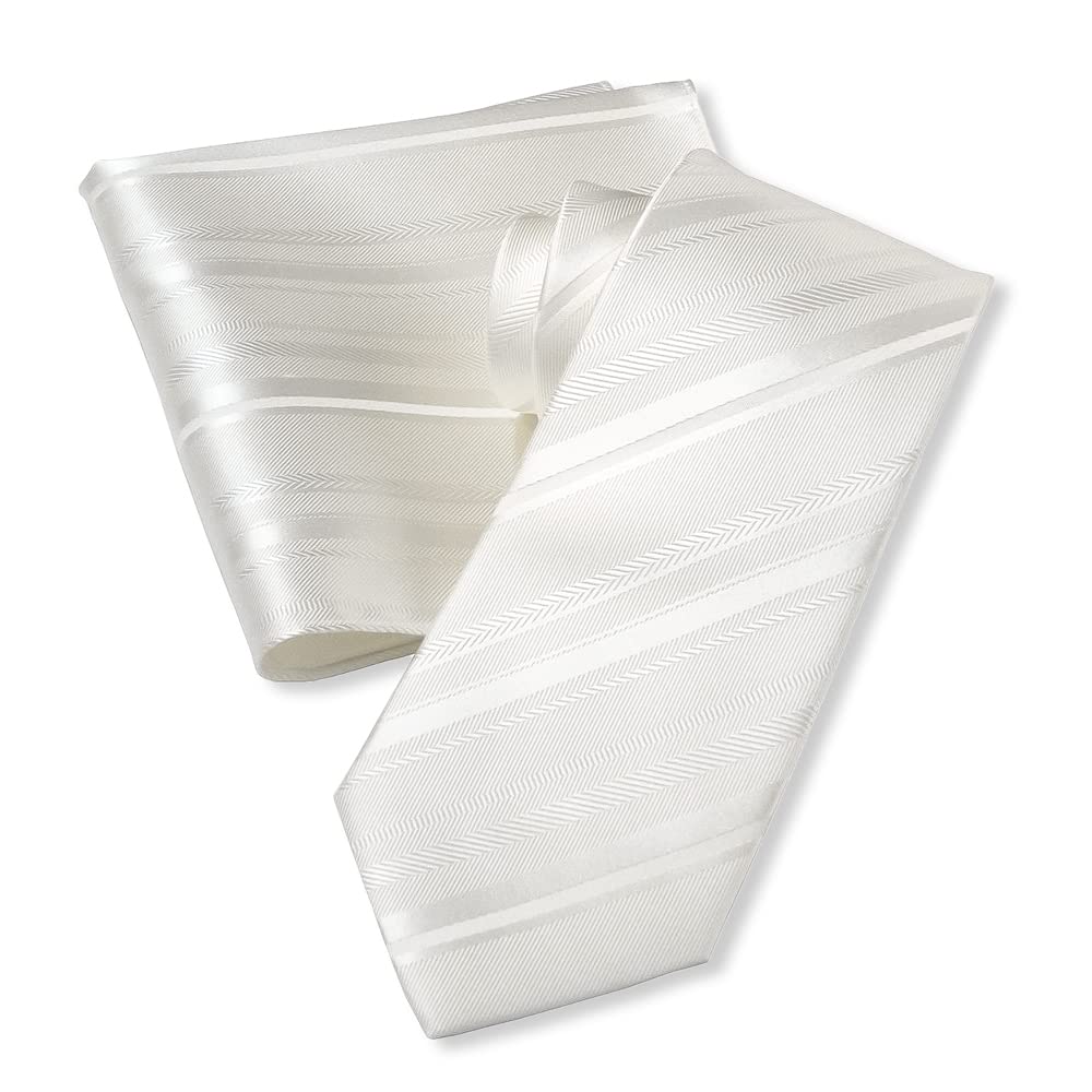 

Tie Wedding Nishijin Weave White White Striped Formal Clothes Formal White Tie Chief Set Made in Japan [OnCoM] thsu1107-001