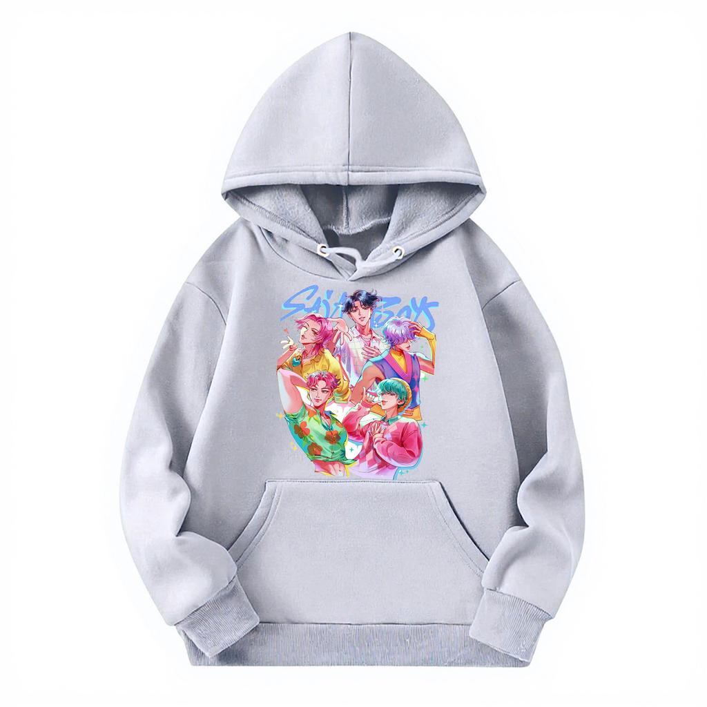 Kinder Freizeit Rundhals Bedruckter Pullover Langarm Kapuzen-Sweatshirt Oberteil