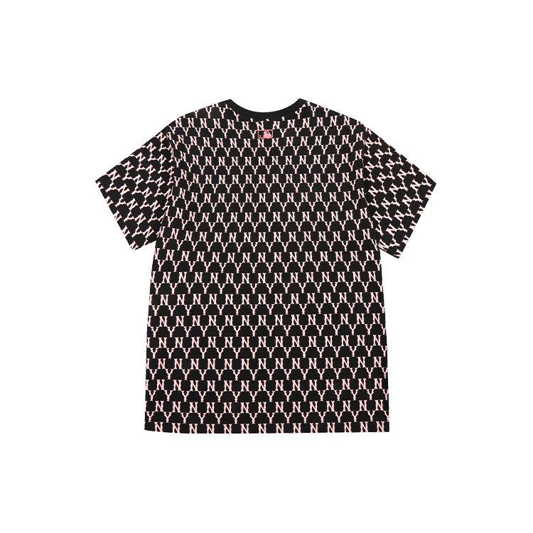 MLB New York Yankees Logo Print Vintage Round Neck Short Sleeve T-Shirt Unisex T-Shirt Black Pink 31TSM1131-50X