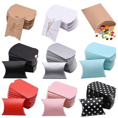 New 10/20/30Pcs Pillow Candy Box Kraft Paper Christmas Gift Packaging Boxes Candy Bags Wedding Favors Birthday Party Decorations